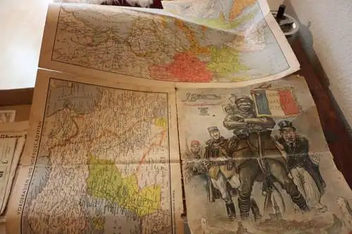 alte Landkarte Frankreich mit Befestigungen  30-40er Jahre