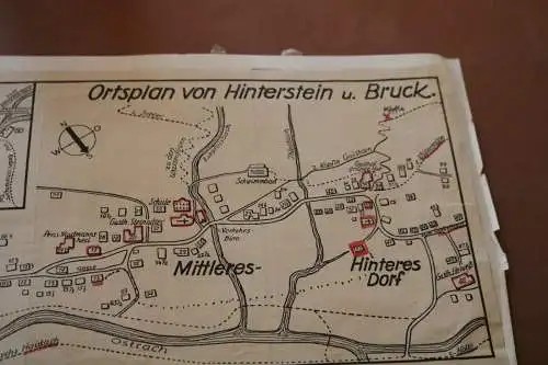 alter aufgeklebter Ortsplan von Hinterstein und Bruck - Alter ??