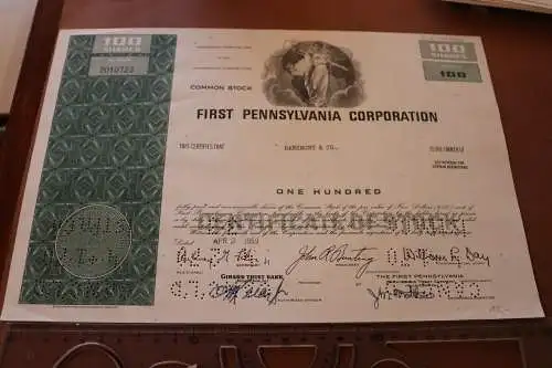 alte Aktie - First Pennsylvania Corporation 1969