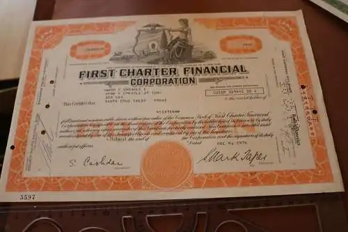 alte Aktie - First Charter Financial Corporation 1976