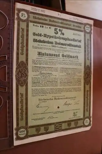 alter Gold-Hypothekenpfandbrief Sächsische Bodencreditanstalt 1927