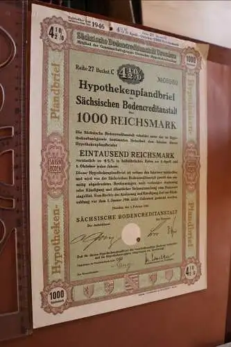 alter Hypothekenpfandbrief Sächsische Bodencreditanstalt 1940