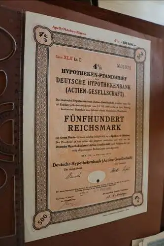 alter Hypothekenpfandbrief 500 RM - Deutsche Hypothekenbank AG 1940