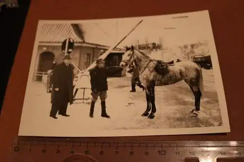 tolles altes Foto - Reiter mit seinem Pferd - Flensburg ?? 50-60er Jahre ?