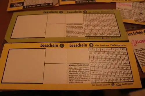 21 alte Losscheine Berliner Zahlenlotterie - 50-60er Jahre ???