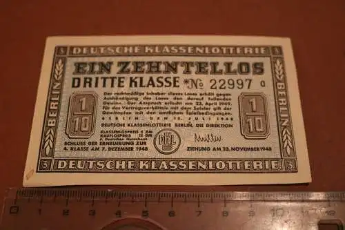 tolles altes Zehntellos Dritte Klasse Berlin Klasenlotterie 1948