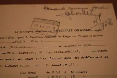 altes Schreiben Direktor des INSTITUT GRAMME - 1951