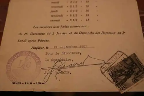 altes Schreiben Direktor des INSTITUT GRAMME - 1951