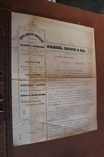 Toller alter Werbebrief an Apotheker von Parke, Davis & Co - London 1903
