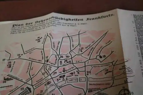 alter Plan Sehenswürdigkeiten Frankfurts in Deutsch, Englisch, Niederländisch us