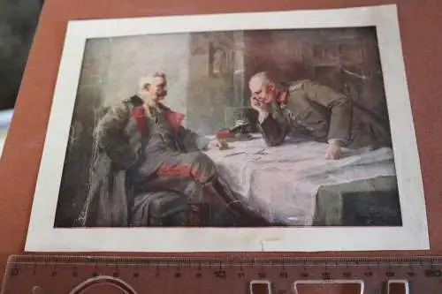 alter Kunstdruck Hugo Vogel - Paul von Hindenburg und Erich Ludendorff am Karten