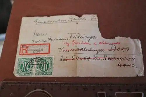alte Vorderseite Briefumschlag R-Zettel  Flüchtlingslager Marienthal 