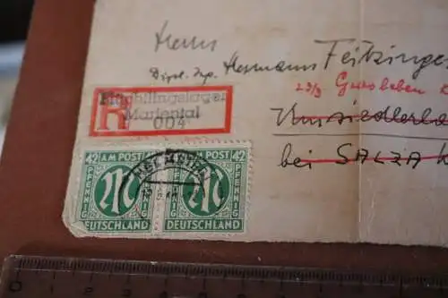 alte Vorderseite Briefumschlag R-Zettel  Flüchtlingslager Marienthal