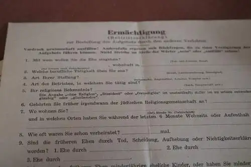 altes Merkblatt für Eheschließende + Ermächtigung Aufstellung Aufgebot - Alter ?