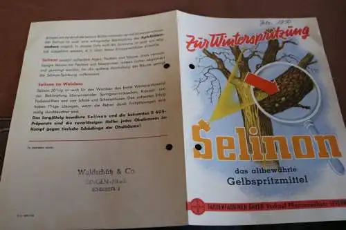 altes Werbeblatt - Selinon Gelbspritzmittel - Farbenfabriken Bayer 50er Jahre