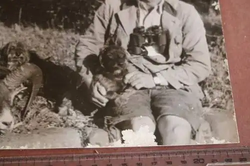 großes Foto - Jäger mit Dackel und erlegtem Wild