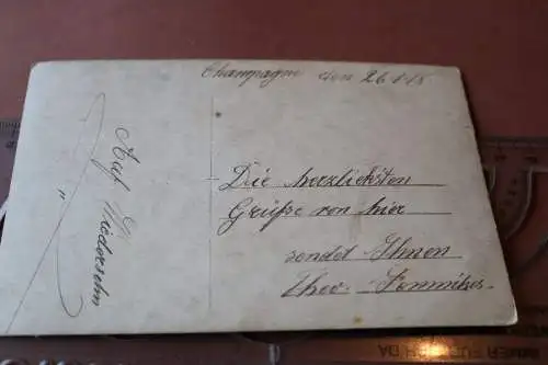 altes Foto - drei Soldaten - Champagne 1918 