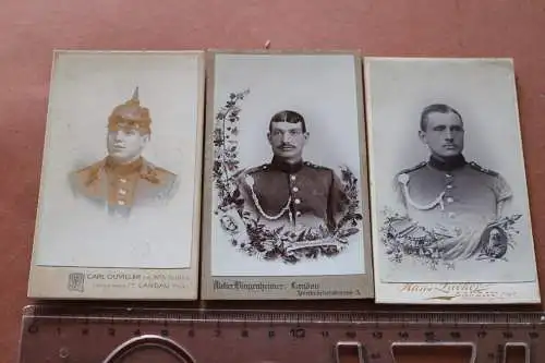 drei alte CDV Fotos - Portraits Soldaten aus Landau Pfalz