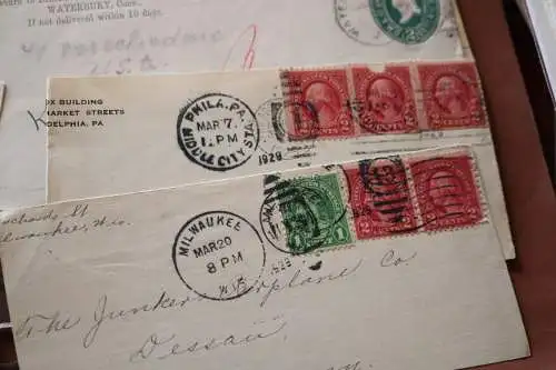 23 tolle Abschnitte und Briefumschläge Briefmarken USA  1900-1920 ??