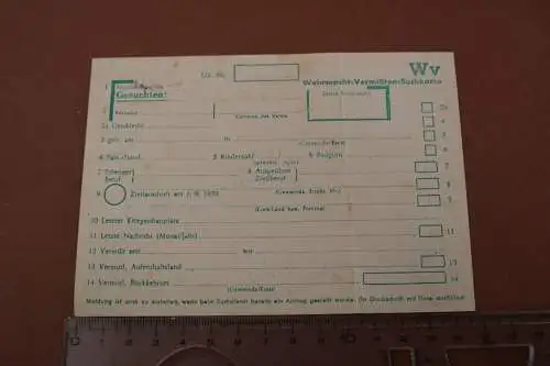 alte Wehrmacht-Vermißten-Suchkarte unbenutzt