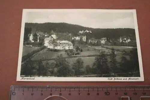 tolle alte Karte - Marienbad  Cafe Bellevue u Moiramonti 1927