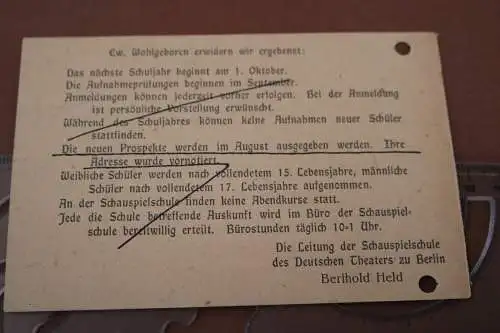 tolle alte Postkarte - Schauspielschule des deutschen Theaters zu Berlin 1921