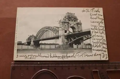 tolle alte Karte Düsseldorf  Rheinbrücke 1904