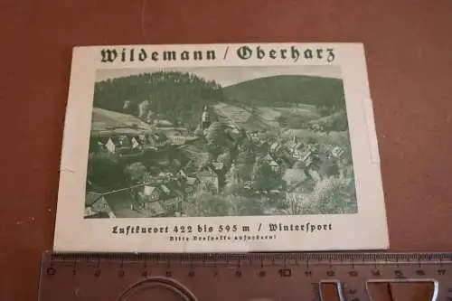 tolle alte Klappkarte mit der Sage vom Wilden Mann - Wildemann Oberharz 1942