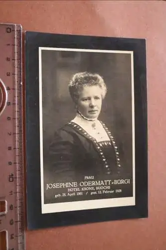 alte Fotokarte - Portrait Frau J. Odermatt-Bürgi  Hotel Krone Bouchs 1928