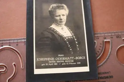 alte Fotokarte - Portrait Frau J. Odermatt-Bürgi  Hotel Krone Bouchs 1928