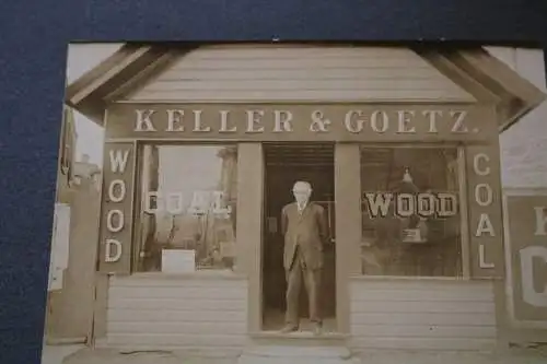 tolles altes Foto auf Pappe - Geschäft Keller & Goetz  Coal Wood - Amerika ??