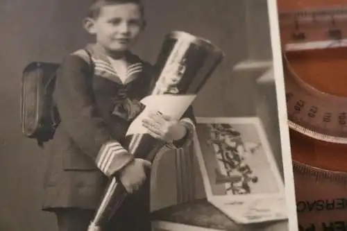 tolles altes Foto - Portrait Junge mit Schultüte , Einschulung  Dresden 1910-20