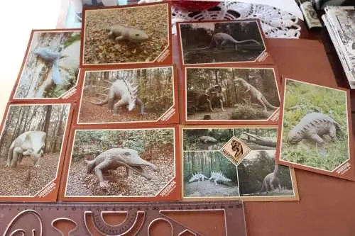 neun alte Karten mit Dinosauriern - Saurierpark Kleinwelka - 80-90er Jahre ?