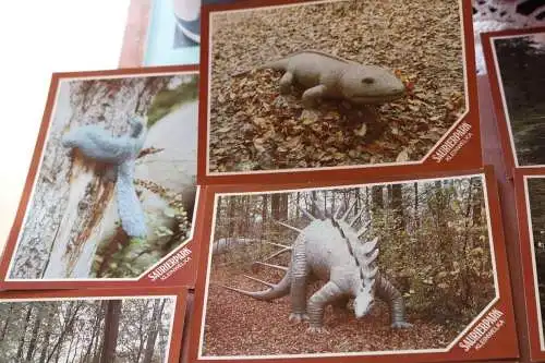neun alte Karten mit Dinosauriern - Saurierpark Kleinwelka - 80-90er Jahre ?