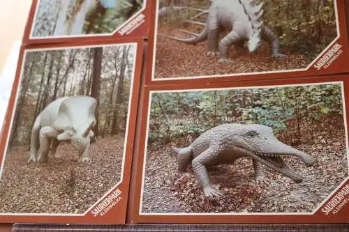 neun alte Karten mit Dinosauriern - Saurierpark Kleinwelka - 80-90er Jahre ?
