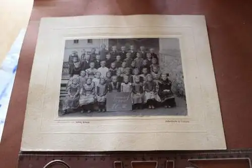 tolles altes Klassenfoto - Schulklasse gemischt Gornsdorf Sachsen 1900