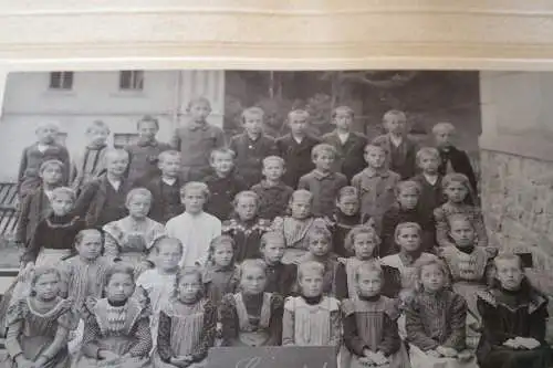 tolles altes Klassenfoto - Schulklasse gemischt Gornsdorf Sachsen 1900