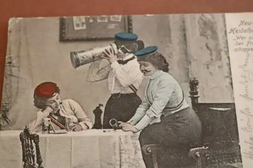 tolle alte Karte - Neu-Heidelberg - Frauen als Burschen nach Mensur  1905