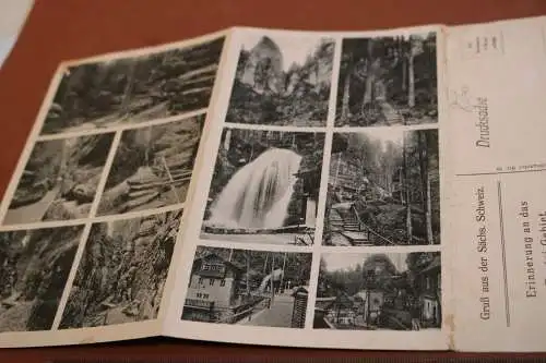 tolle alte Karte mit Ansichten der Sächsischen Schweiz - 1920-30 ???