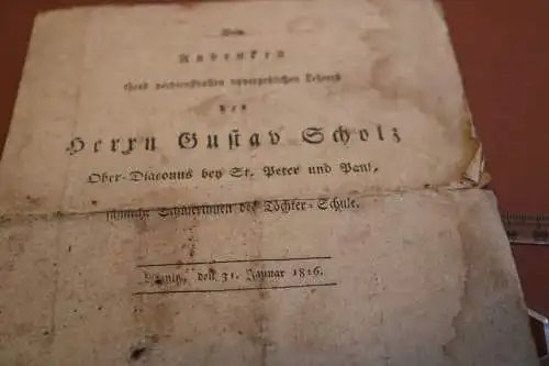 sehr altes Andenkenblatt Lehrer St. Peter und Paul Töchter Schule Liegnitz 1816