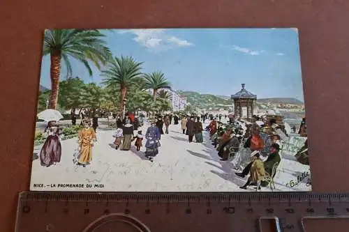 tolle alte Karte - Strand von Nizza - Nice 1908