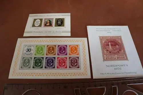 drei ältere Nachdrucke von Briefmarkenblöcken  80er Jahre ?