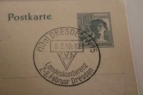 tolle alte Postkarte  Sonderstempel Dresden  Landeskonferenz 1948