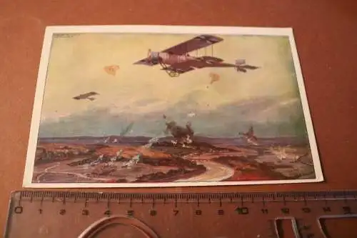 tolle alte Karte - Doppeldecker auf Erkundungsflug an der Marne