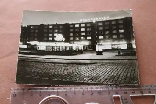 tolle alte Karte -  Hauptbahnhof bei Nacht - Bremerhaven