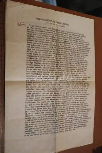 alter Tagebuchauszug eines Soldaten 09.06.1940 - Inf.Regt. 14 - Frankreich 