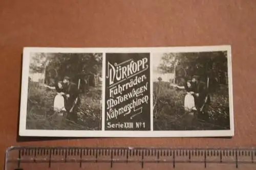 altes kleines Stereofoto - Werbung Dürrkopp Fahrräder ??? 