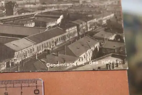 drei tolle alte Fotos als Panorama - Gesamtansicht des Hafens - Ort ?? 