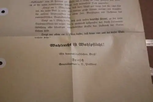toller alter  Handzettel Wahl - Hannoverscher Provinzial Kriegerverband Generall