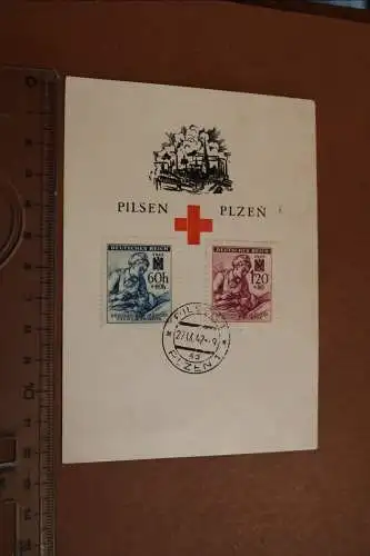 alte Ganzsache Gedenkblatt "Kriegshilfswerk Rote Kreuz" Pilsen 